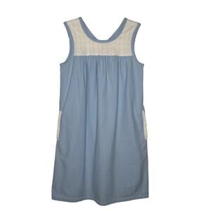 2017 Vineyard Vines Blue & white striped cotton seersucker Cotton Dress age 14